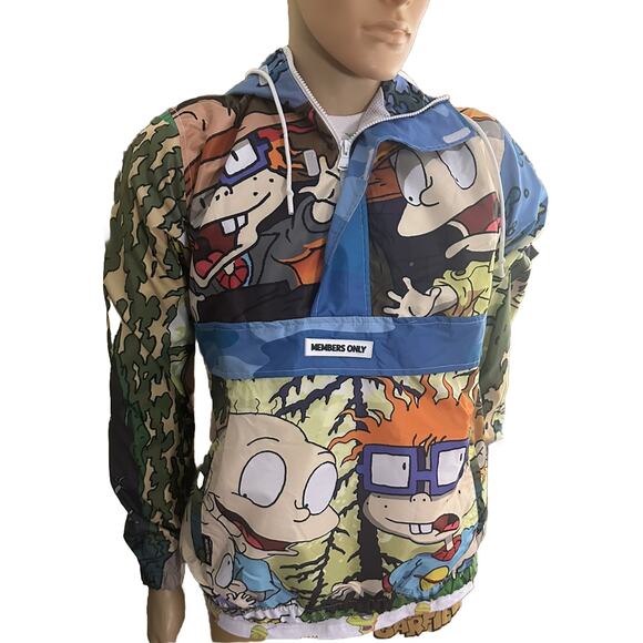 Members Only Nickelodeon Rugrats 1/2 Zip Pullover Windbreaker Mens Sz Small Y2K - Picture 1 of 14